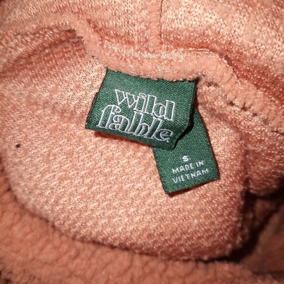 WILD FABLE ORANGE/PINK PLUSH CROP HOODIE SZ.S EUC - Picture 5 of 6